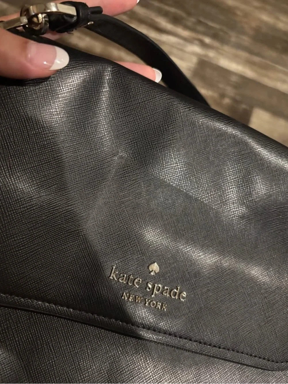 Kate Spade Staci Black Saffiano Leather Shoulder Bag